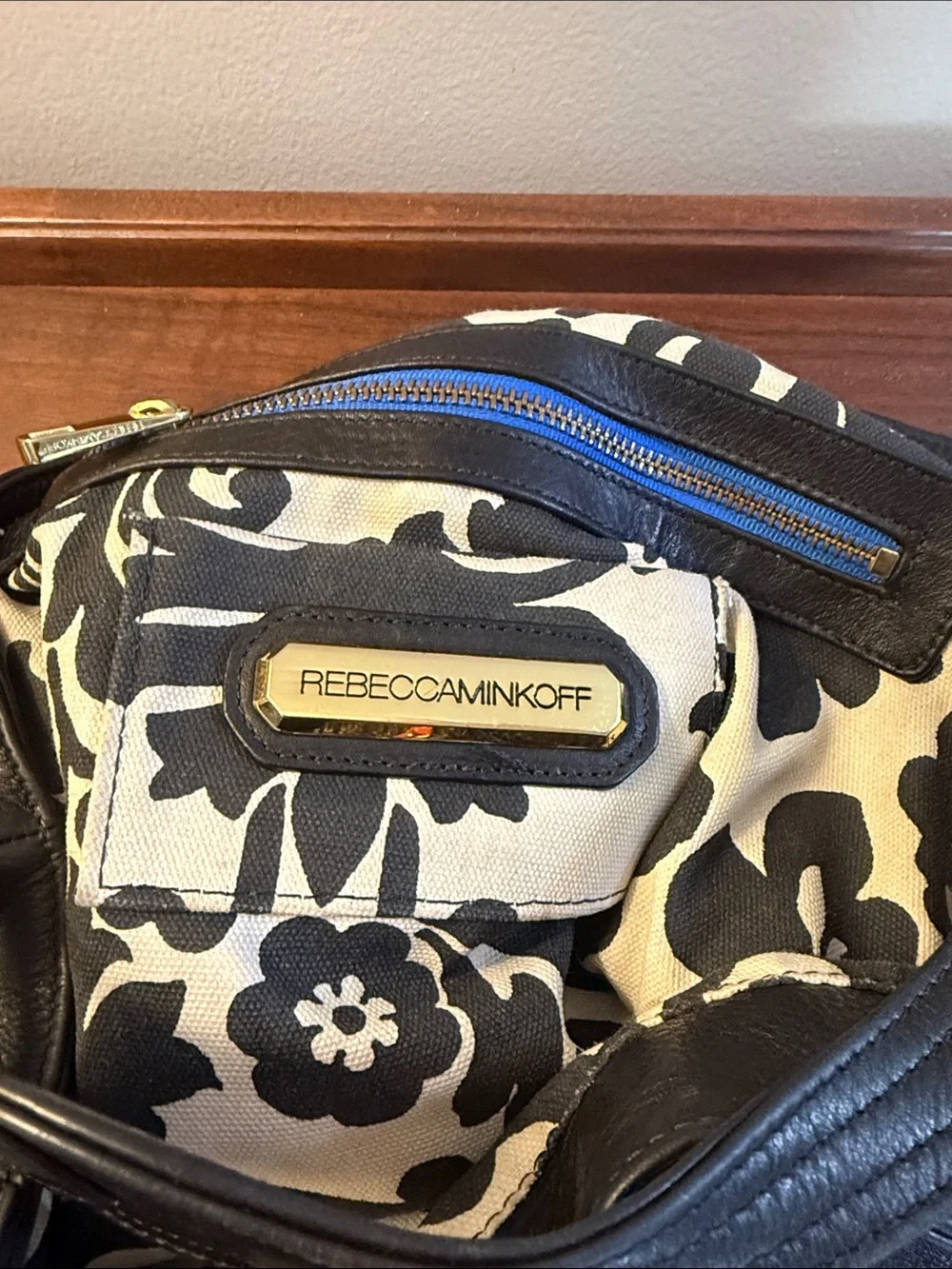 Rebecca Minkoff Black Leather Hobo with Gold-Tone Accents